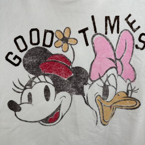 NWOT Disney Parks Minnie Daisy Cream Hoodie Sweatshirt Good Times Size XS - Picture 3 of 8